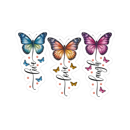 Live Laugh Love Butterfly Kiss-Cut Stickers